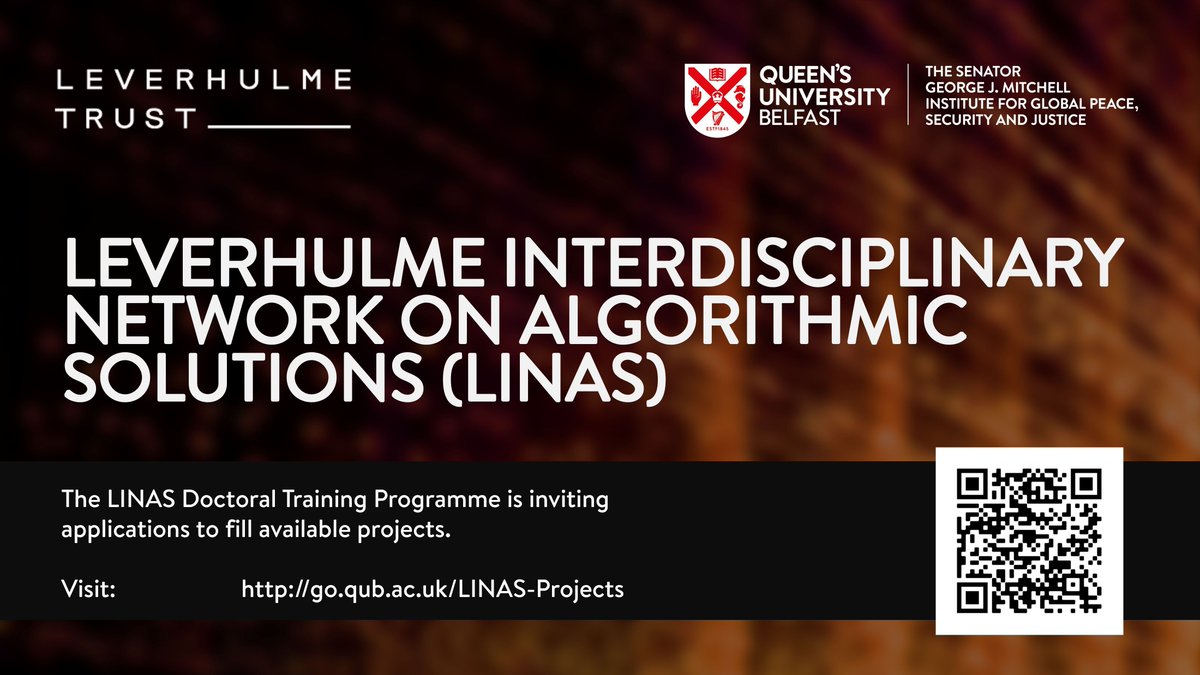 The Leverhulme Interdisciplinary Network on Algorithmic Solutions (LINAS) is inviting applications for a number of available projects. More information here: buff.ly/3UzH7Xq
