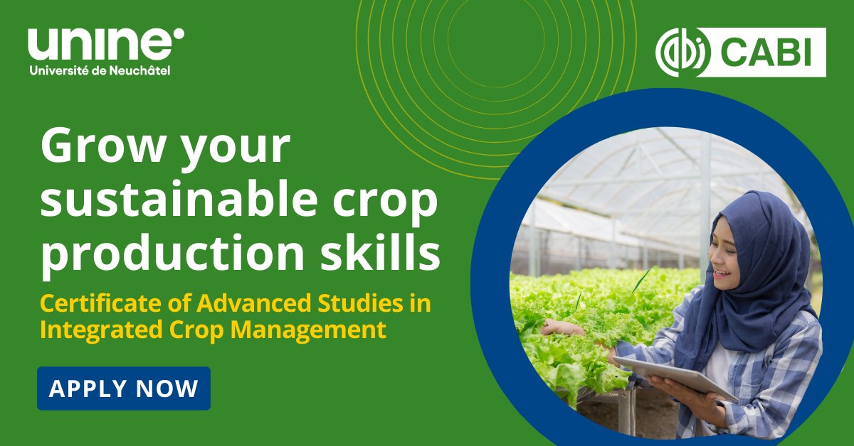 Ready to revolutionise agriculture? 🌱 Discover our Advanced Certificate Programs in Integrated Crop Management. Don't miss the chance to elevate your sustainable agriculture skills! 𝗔𝗽𝗽𝗹𝘆 𝗻𝗼𝘄 👉 ow.ly/8GiK50R0Wu4