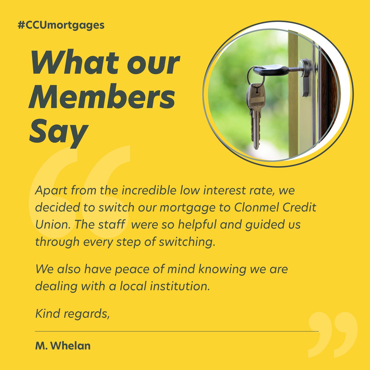 Real stories from real members! 

We were delighted to be able to assist M. Whelan on his journey to his dream home! We are wishing you the lifetime of happiness in you new house. 

#CCUmortgages #testimonial  #mortgageadvice #homeloan #mortgage #positivefeedback #AskAudrey