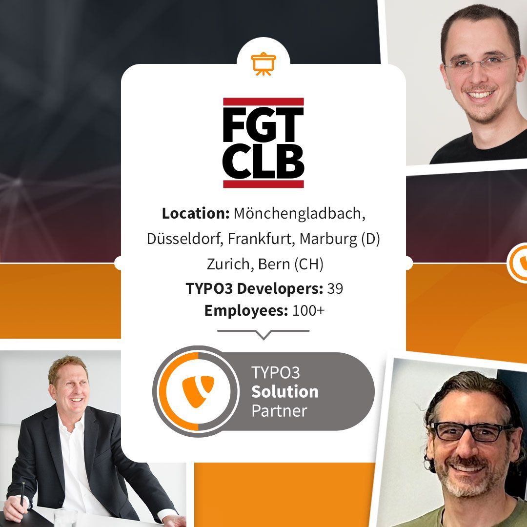 typo3's tweet photo. Welcome @fgtclb, our new #TYPO3Partner! 🤝 

With 39 certified experts across multiple locations and shareholders @eCentralGbR, KM2 Gmbh, @PagemachineAG, @snowflakeCH, and web-vision, they bring years of experience. 

🌐 https://t.co/K4ui9eHhTU 

Excited for what's ahead! 🚀 https://t.co/ElENbyxfB2