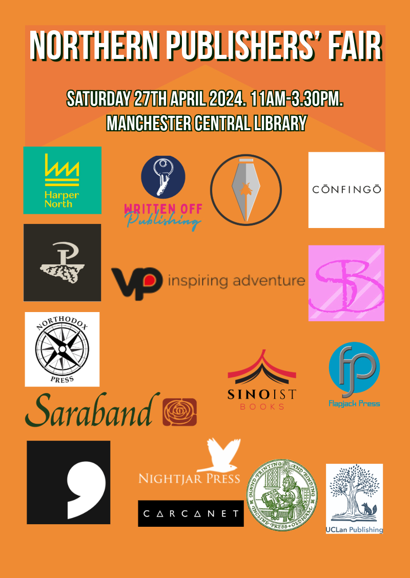 The @fly_press Northern Publishers' Fair is back for 2024! See you on Sat 27th of April from 11am - 3.30pm for bookish goodness from 16 northern publishers, a printing press demo from @Inclinepress, mystery goodie bags and networking at @MancLibraries. fly-on-the-wall-press.eventcube.io/events/54934/2…