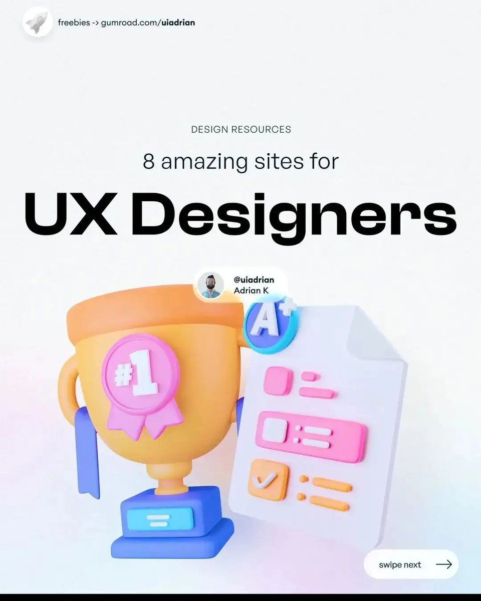 PeterROCK_'s tweet photo. Are you a UI/UX designer ? Check out these amazing sites
If you find this helpful, like and repost.
Leave a comment
Follow for more.
#uiux #design #uidesign #uxdesign #userexperience #designterminology #userInterface #sites #designlanguage #designtips #goldenrules #designpr https://t.co/YnrkE0ZuRF