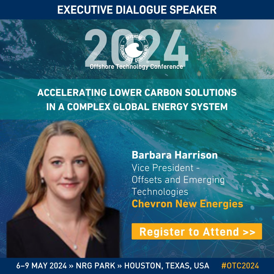 🌍 Barbara Harrison from Chevron New Energies discusses driving lower carbon solutions amid global complexities at #OTC2024. 

Discover the path to a sustainable energy future.
Register today! go2.otcnet.org/kM4c50Rb2hJ

#EnergyTransition #SustainableInnovation