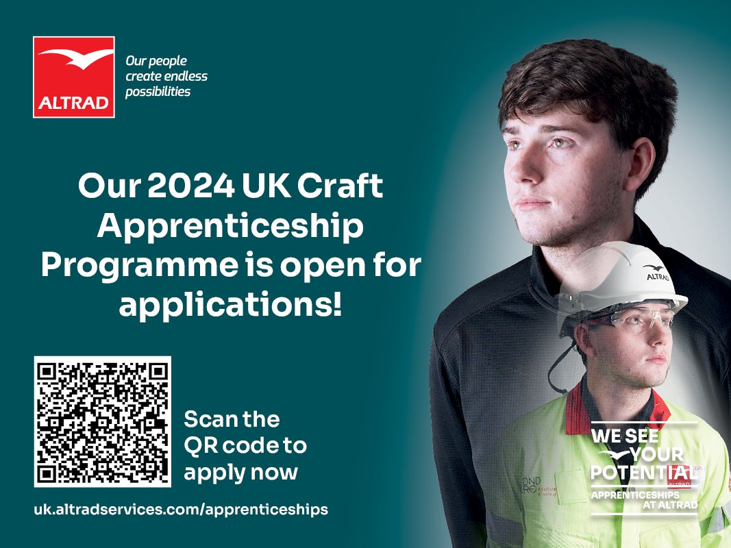 Applications for our 2024 UK Craft Apprenticeship Programme are open. At Altrad there really is no limit to your potential! To apply, scan the QR code or follow the link below: ow.ly/Fy4u50RgTjM #apprenticeship #Altradpeople #endlesspossibilities