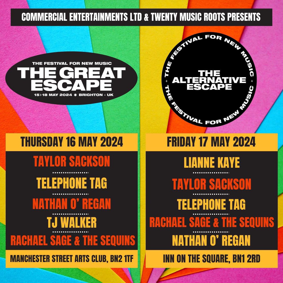 I am so excited to announce that I'll be performing for The Great Escape Festival / The Alternative Escape in Brighton, UK in May!!! I'll be playing on Thursday 16 May at Manchester Street Arts Club and Friday 17 May at Inn On The Square! 💗✨🎶 I can't wait!!!