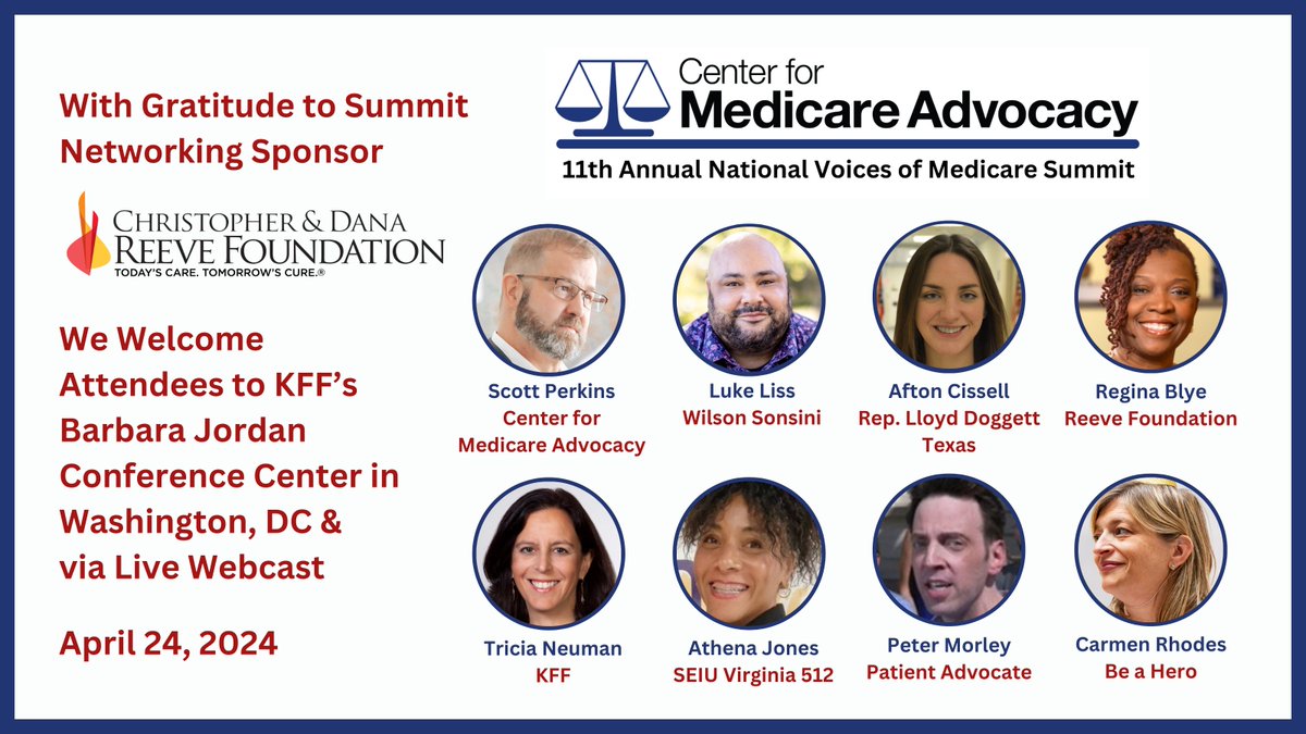 🚀TODAY @CMAorg's Summit w/Scott Perkins, @wilsonsonsini's Luke Liss @RepLloydDoggett's Chief of Staff Afton Cissell @ReginaBlye @tricia_neuman @KFF @SEIUVA512's Athena Jones @morethanmySLE @cmr_hodes @BeaHero w/gratitude to @ReeveFoundation Free webcast bit.ly/3TmoUKW