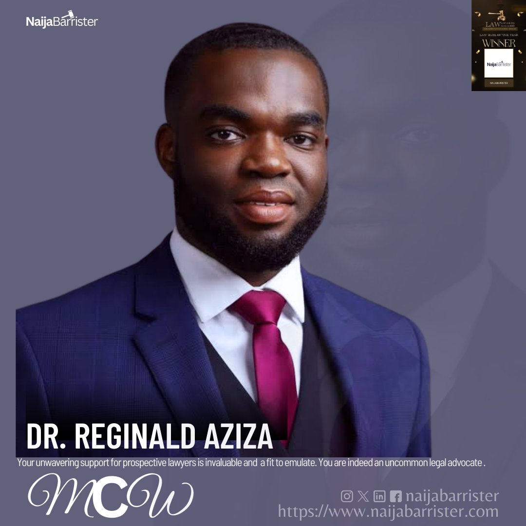 MEET OUR MAN CRUSH WEDNESDAY 😊🎉 DR. @reginaldaziza Dr. Reginald Aziza attended Obafemi Awolowo University, Ile Ife, where he bagged a first class honours in Law. He then proceeded to the Nigerian Law School and also bagged a first class honours. Further to this, Reginald