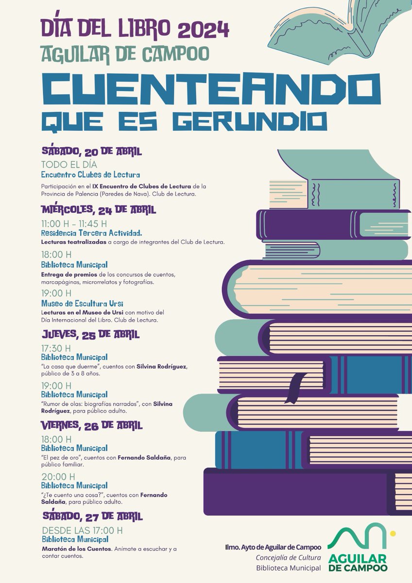 Cuenteando que es Gerundio En torno al Día del Libro el Ayuntamiento de Aguilar de Campoo organiza ‘Cuenteando que es Gerundio’ hasta el sábado, 27 de abril. radioaguilar.com/evento/cuentea…