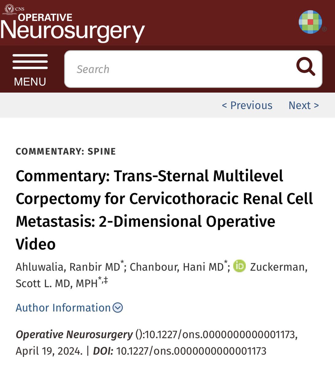 New commentary from VSOL <a href="/ScottZuck/">Scott Zuckerman, MD, MPH</a> <a href="/HaniChanbour/">Hani Chanbour MD</a> <a href="/VUMCSpine/">VUMCSpine</a>