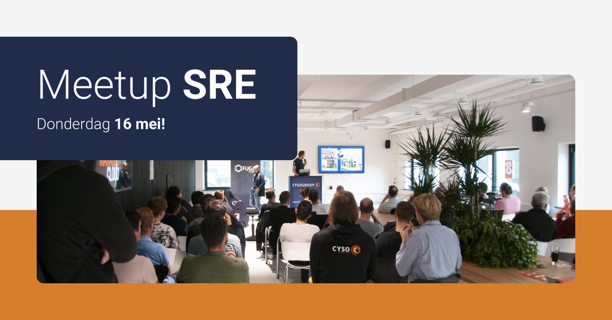 Wil jij je kennis uitbreiden en waardevolle inzichten krijgen over Site Reliability Engineering (SRE) en de ontwikkelingen in de IT-industrie? Meld je dan aan voor onze SRE meetup op donderdag 16 mei via hubs.ly/Q02tTW9Z0. 
#meetup #ITJobs #SRE #DevOps #Cyso #CysoGroup