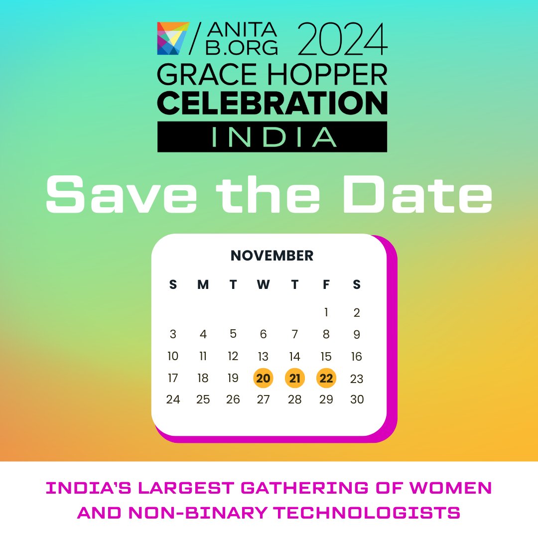 Get ready to experience insightful talks, cutting-edge workshops, and opportunities to connect with industry leaders and peers from around the globe. 📢 Our Call for Participation (CFP) will open soon! 📅 Mark your calendars for GHCI 24 and stay tuned for more updates. #GHCI24