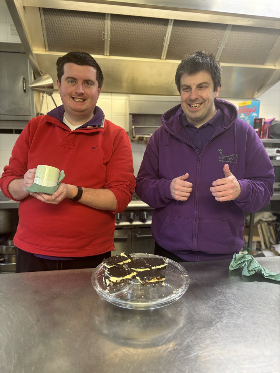 EnhanceAble's tweet photo. 🎂😋 Michael and James are proudly showing off the delicious chocolate brownies they have made, available to try at our CLICK Cafe 😋🎂

►Learn more: https://t.co/mIAUvn4tcl◄

#ClickByEnhanceAble #Enhanceable #Kingston #Charity #ASD #DisabilityAwareness #CommunityHub #Surrey https://t.co/AHnVTdKOkd