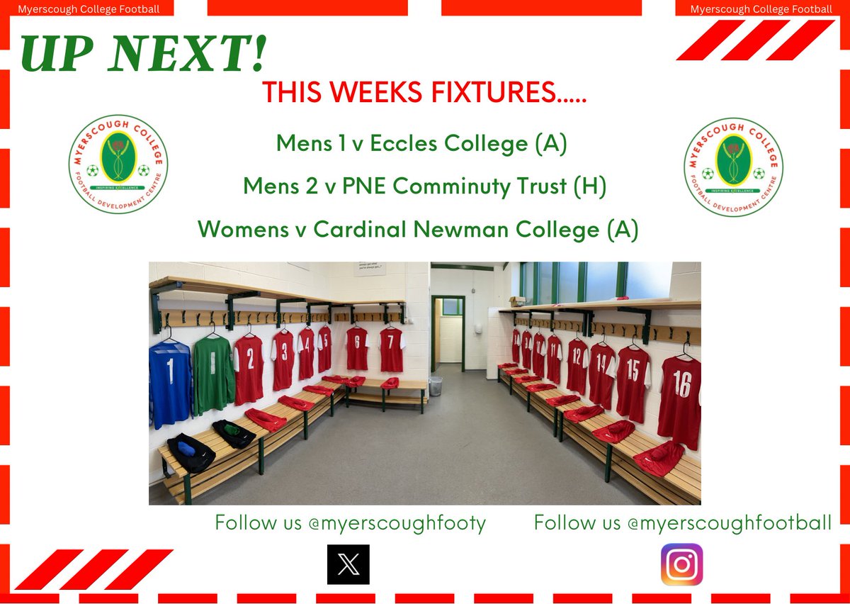 Good luck to all our teams involved in fixtures today & tomorrow ⚽️ #Myerscough #College #Education #Football