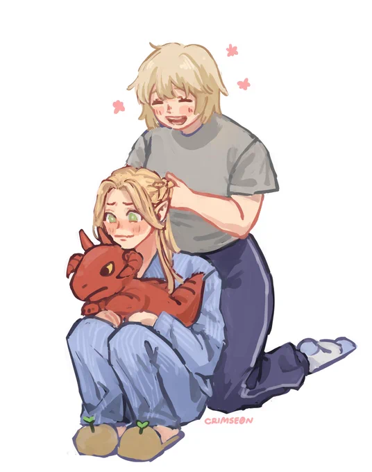 marcille matching set pajamas x falin old gym uniform pjs  #dungeonmeshi #farcille 