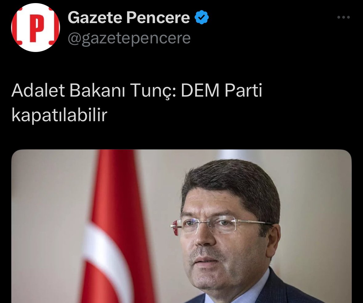 “Sayın”! @yilmaztunc Bu söyleminiz ile #SOYTARILIK yaptığınızı düşünüyorum…Çünkü Bir siyasi partinin kapatılmasına Önce Millet Sonra Mahkemeler karar verir.. Milleti yok saydığınızı biliyoruz da Mahkemeleri de mi yok sayyıyorsunuz.. Biraz olsun Haddinizi bilseniz…