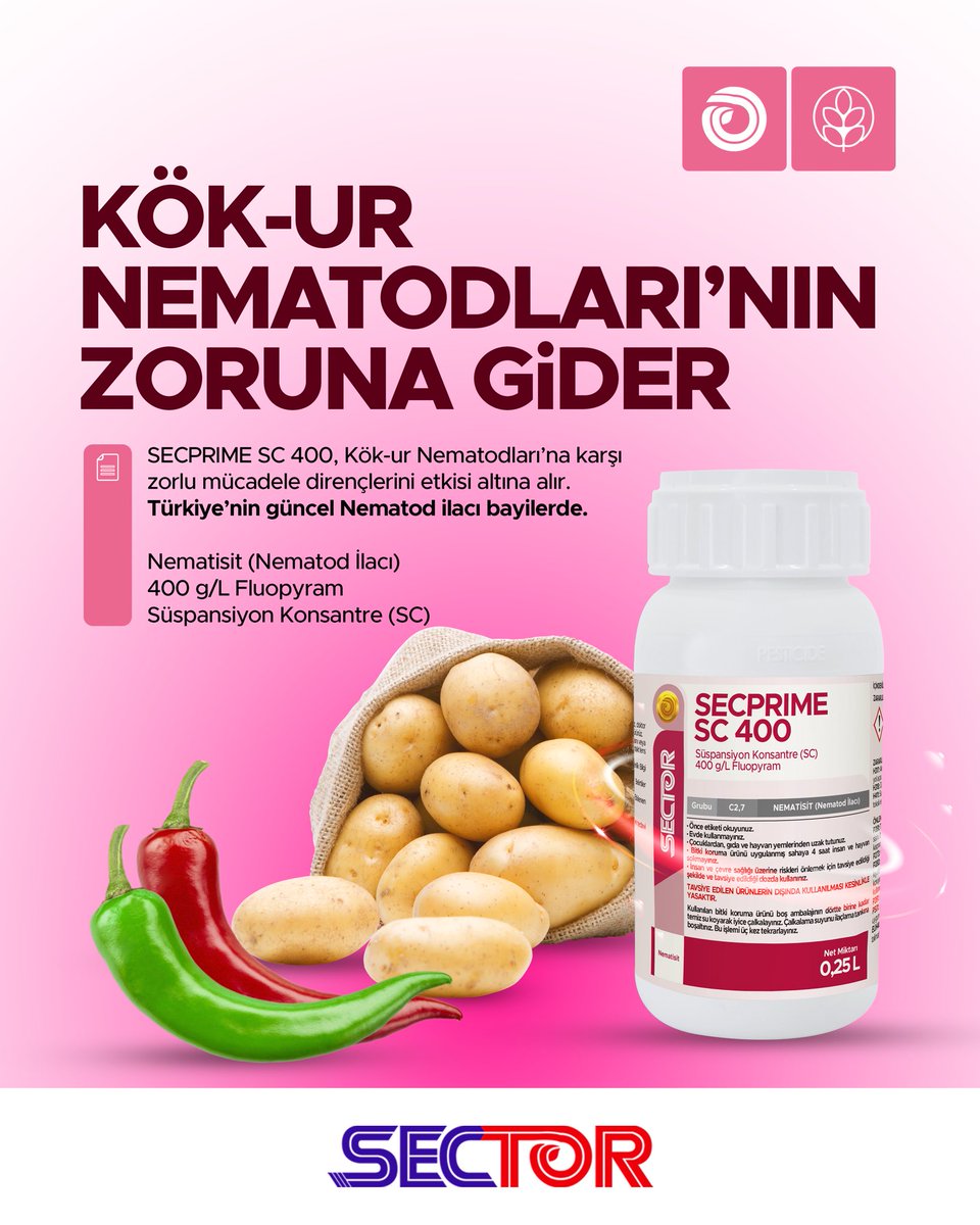 sectortr's tweet photo. Şimdi nematodlar düşünsün!
Secprime SC 400 / Nematisit (Nematod İlacı)
Detaylı Bilgi: https://t.co/ehzDsIl605
Teknik Destek Al - WhatsApp : +905424004542
#sectortarim #agrofertilizer #agrochemicals #agriculture #nematisit #nematicide https://t.co/VQBdptPicj