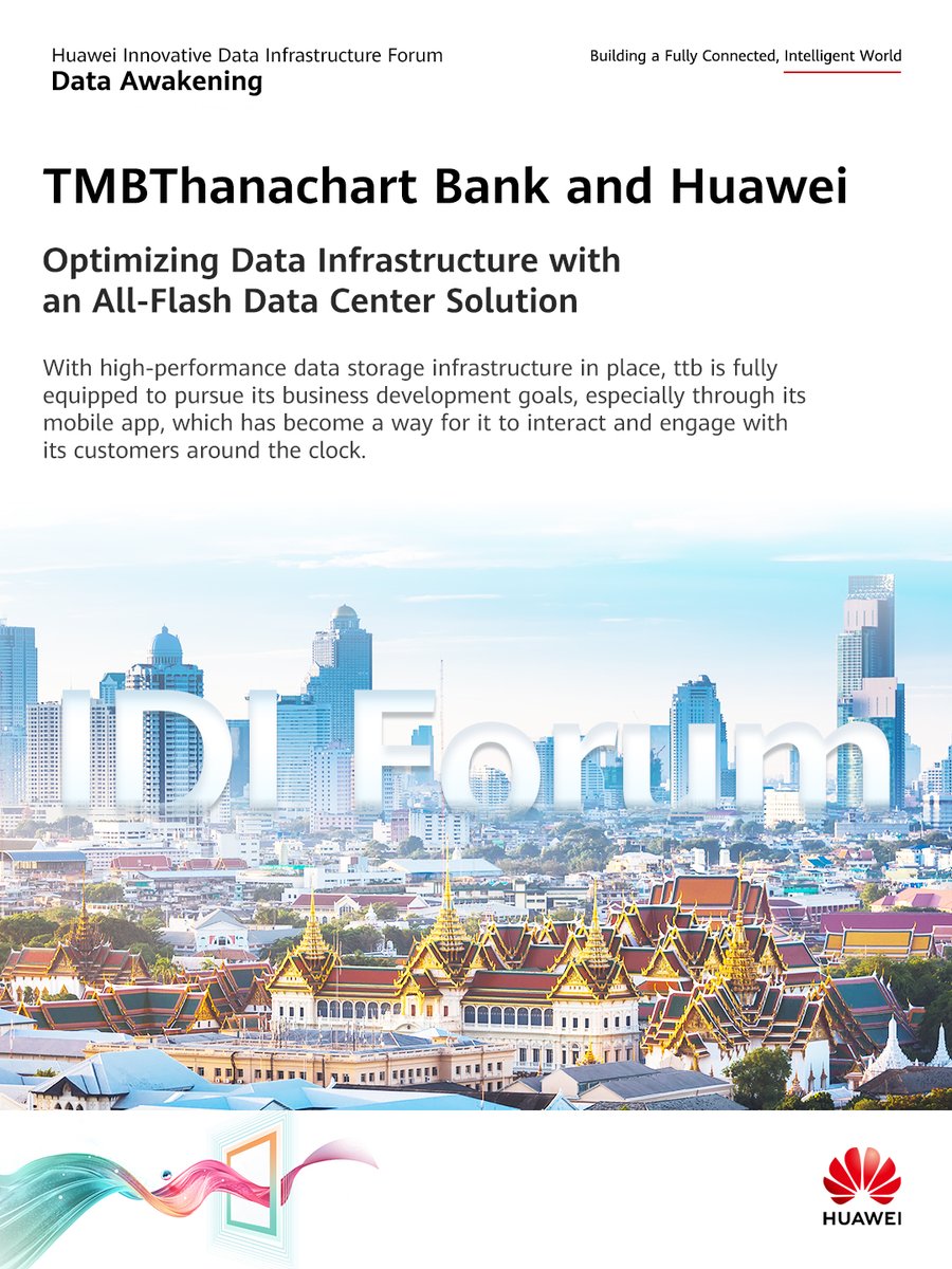 TMBThanachart Bank makes the move to all-flash with #HuaweiStorage to boost data center performance. See our range of AI-ready data infrastructure at #HWIDI fueling #financial services: bit.ly/3UwKBK0 #CustomerStory #DataAwakening