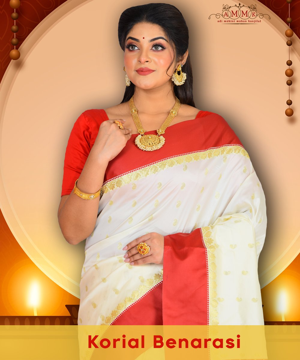Introducing a ⚡️ stunning range of 'Korial Benarasi' Sarees by Adi Mohini Mohan Kanjilal - a perfect blend of grace and opulence. 🛒 Shop online & Get 🎉 FREE DELIVERY. Visit 👉 bit.ly/3LsKYAz
.
.
#korialbenarasi #benarasisaree #bridal #sareelove #SareeHot  #sareetwitter