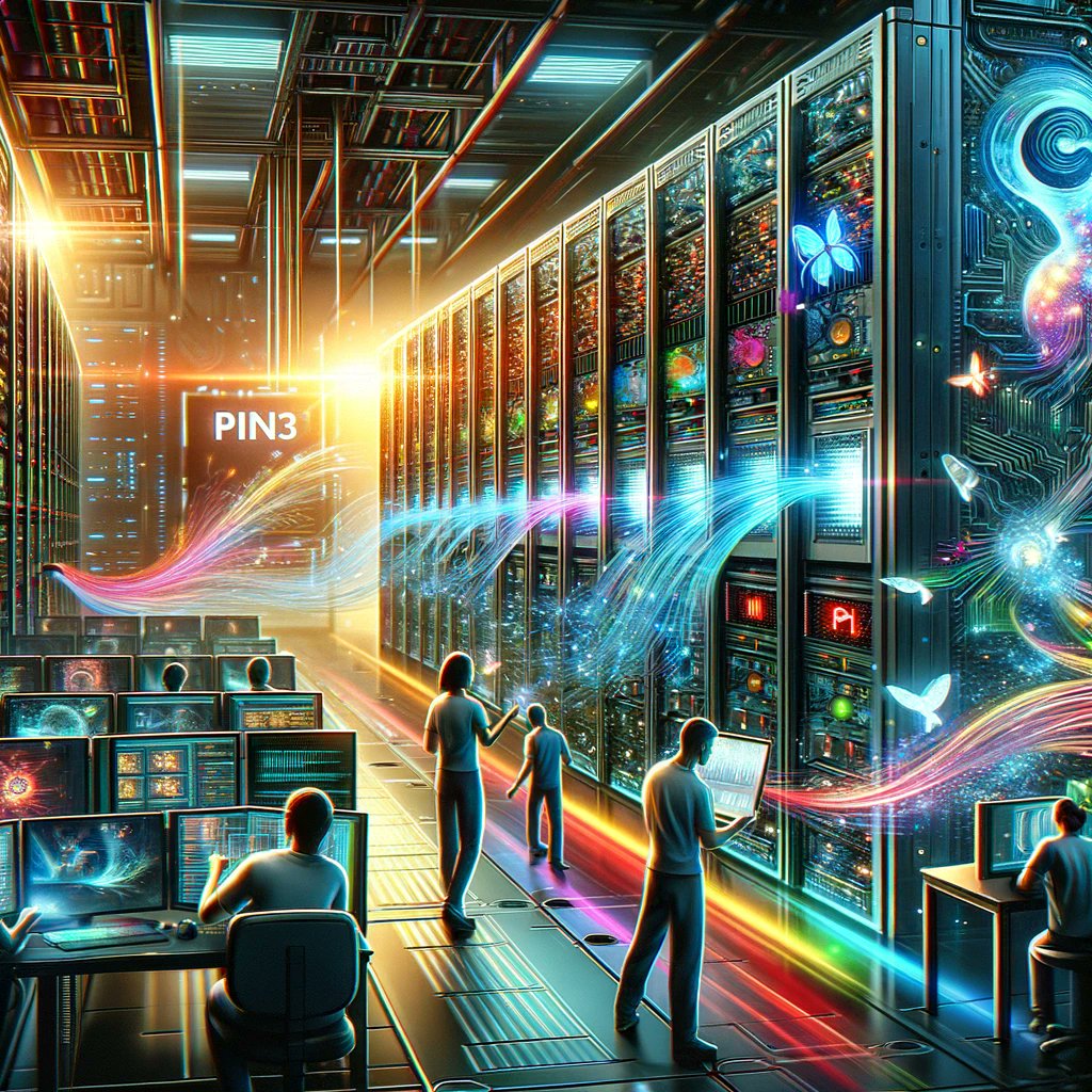 the_PIN3's tweet photo. Experience faster AI training speeds with PIN3's decentralized GPU compute power. 🌈 Train large language models, generate AI pictures &amp; videos, and more!

#Pin3 https://t.co/uGaUFDbYJ0