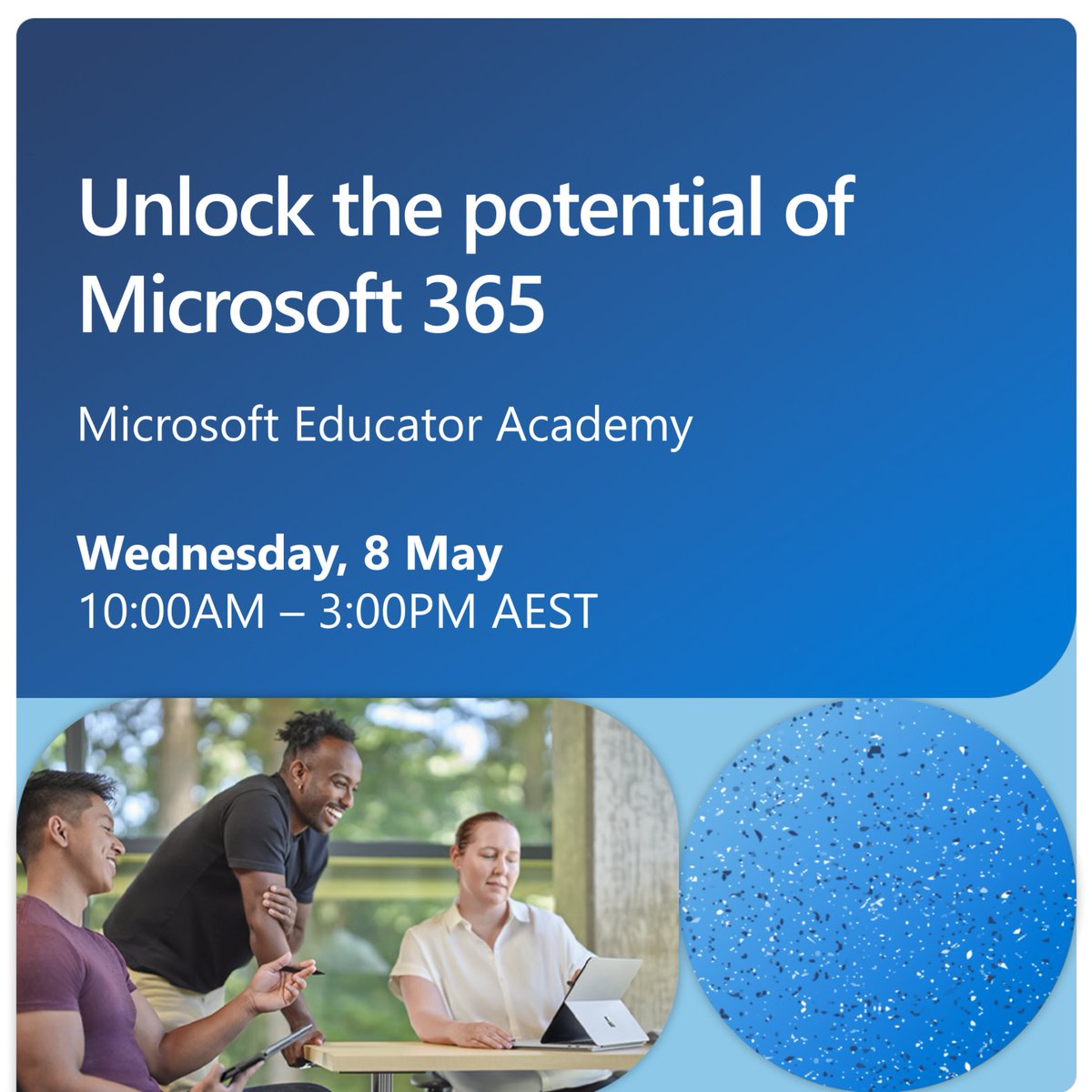 Educators 📣 enhance your skills in using Microsoft tools in your classroom. Join us online for a day of immersive activities and discover how to use technology to improve instruction and meet the learning needs of your students. Register now: msft.it/6016YHCGE