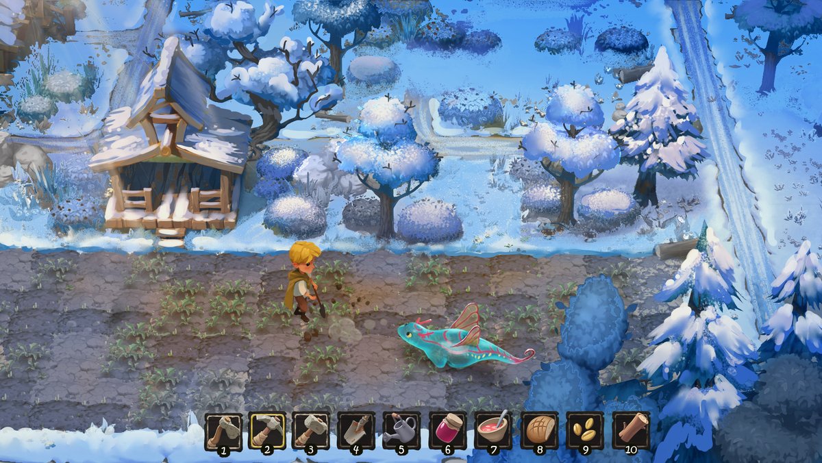 ❄️🌌 Winter wraps the land in a sparkling cloak of mystery. Snowflakes dance like tiny fairies, coating the lands in glistening white.

#indiedev | #farmingsim | #atmospheric