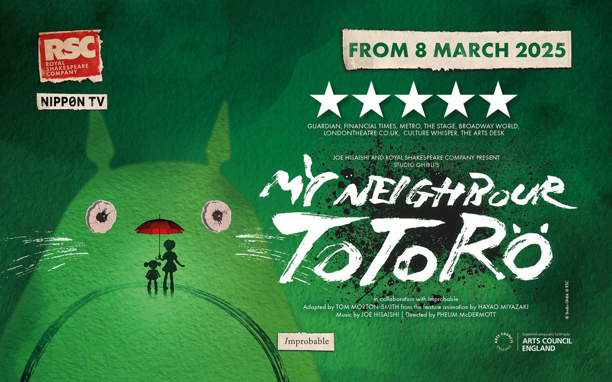 BREAKING NEWS: @TheRSC’s Olivier Award-winning production of @totoro_show will transfer to the West End 🌱 🗓️ From Mar 2025 📍Gillian Lynne Theatre @LWTheatres 🎟️ Sign up for priority booking at TotoroShow.com @improbable1