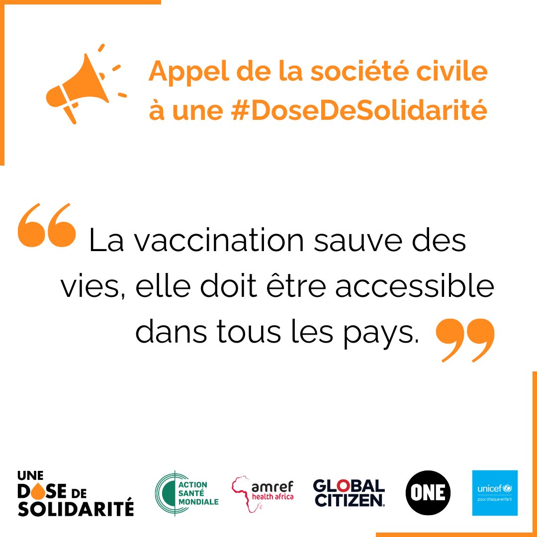 À l'occasion de la #SemaineVaccination, <a href="/GHAFrance/">GHA France</a>, <a href="/AMREFFRANCE/">Amref Health Africa (France)</a>, <a href="/GlblCtzn/">Global Citizen ⭕</a>, <a href="/ONE_Fr/">ONE France</a> &amp; <a href="/UNICEF_france/">UNICEF France</a> appellent à une #DoseDeSolidarité.

La 🇫🇷 doit continuer à investir dans la vaccination au niveau 🌏 et à soutenir <a href="/gavi_fr/">Gavi, l'Alliance du Vaccin</a> ! #LesVaccinsÇaMarche

🔗 shorturl.at/uFW58
🧵⤵️