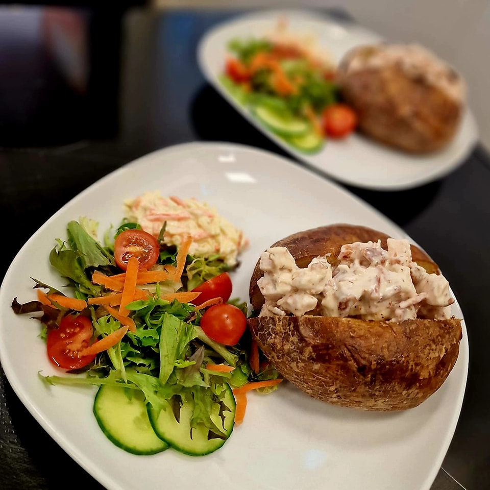 Let us help you keep the cold out by putting a jacket on. Our filling #jacketpotatoes will warm you through. With tasty toppings from beans and cheese to tuna or chicken tikka, served with salad and slaw. #Middlesbrough #coffeeshop #lunch #Boho #HudsonQuay #Stockton #Northshore