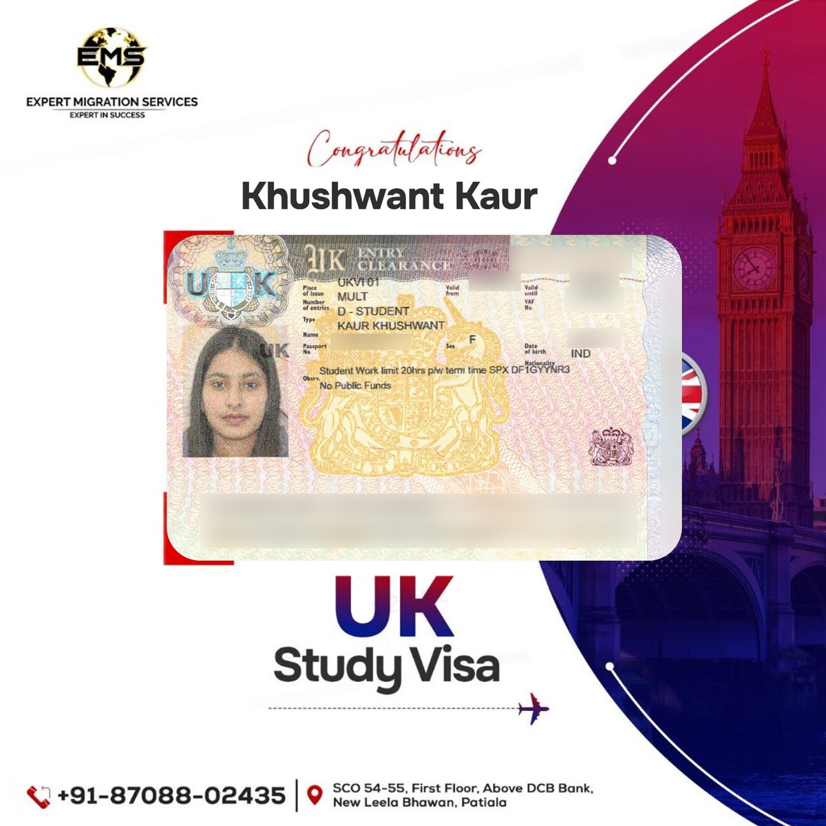 📷 Celebrating Khushwant Kaur's success in obtaining her UK Study Visa with our expert team's guidance! 📷 Here's to a bright future filled with academic achievements and personal growth. 📷

.
.
.
#ExpertMigrationServices #StudyinUK #SettleInUK #ImmigrationConsultant