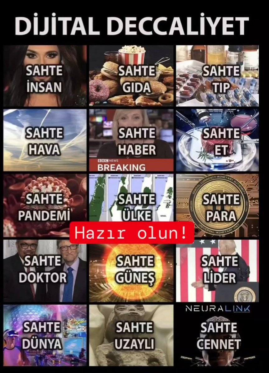 ✅2019 sahte bir virus ,yani plandemi ile tüm sistem devreye alındı.iklime müdahale ile hava manipüle edildi .sahte aşı'lar ile insanlık aşılandı. Ukrayna ,İsrail ve Taiwan kartları ile 3. Dünya savaşı destekleniyor,sahte uzaylı istilası ve iklim krizi yalanı başlatıldı