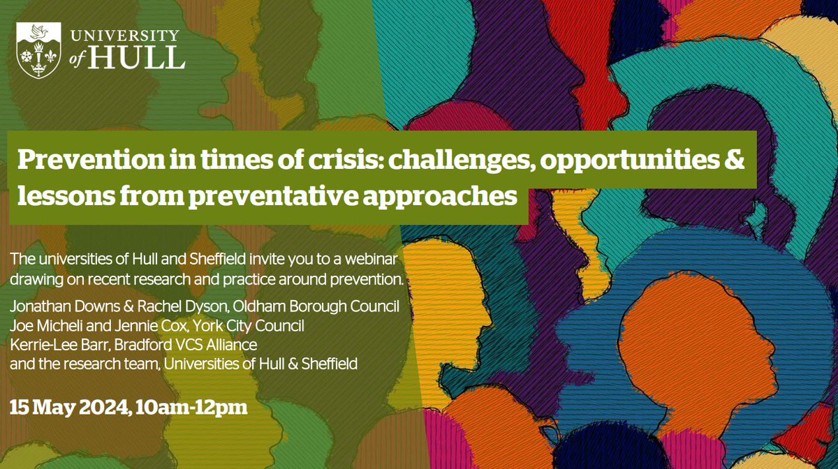 Starting in an hour! Our webinar presenting our report discussing the benefits of strengths-based approaches in local communities. Join us!
Register: register.gotowebinar.com/register/86785…
Report: hullacuk-my.sharepoint.com/:b:/g/personal…

📅Wed 15th May
⏰10am - 12 noon

#prevention #strengthsbased #placebased
