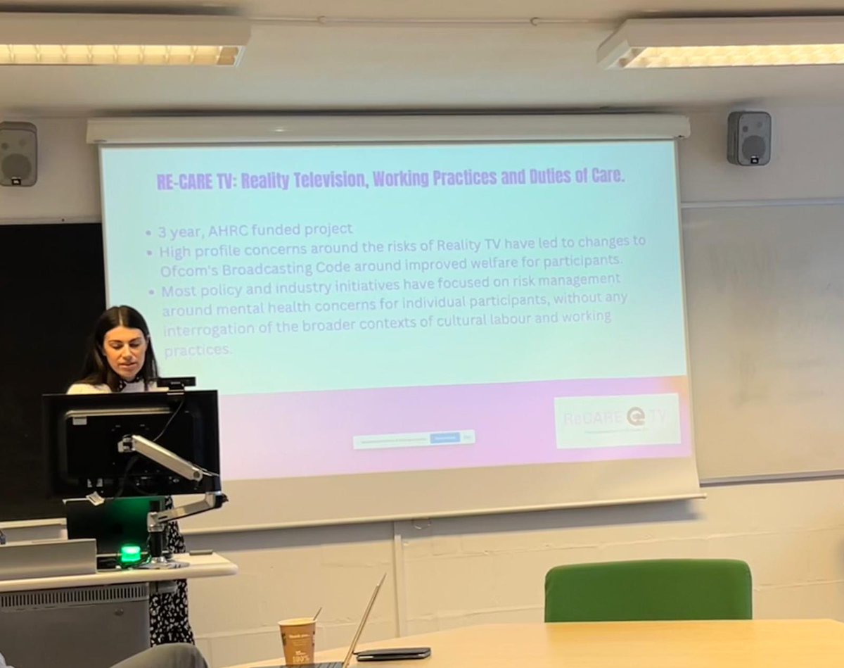 Our own @EleanorKilroy presenting her research on the platformised labour of reality TV celebrities at @lboroCRCC