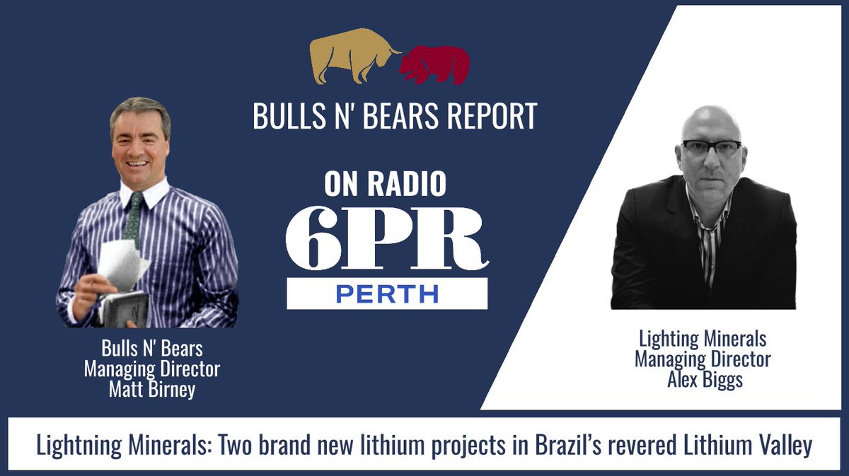 Tune in to @6PR from 11:50am AWST to hear @Lightning_L1M Alex Biggs talk about Lightning’s entry into one of the most prolific lithium jurisdictions in the world.

Click 6pr.com.au/tag/public-com… at 11:50am AWST (1:50pm AEST)

$L1M #LightningMinerals #BullsNBearsReport #ASX