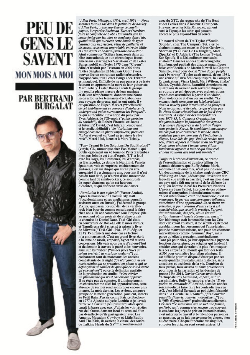 Burgalat_'s tweet photo. 73ème chronique en dernière page du Rock &amp; Folk de mai, en kiosques aujourd'hui et sur @cafeyn_fr.

Playlist Spotify mise à jour : https://t.co/fNv0Vz809R https://t.co/SdvEXfk07J