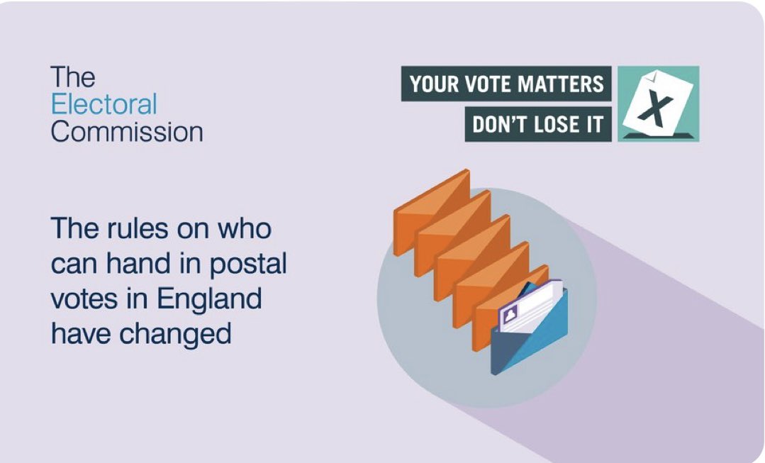 #NorwoodGreen & #Southall residents - Handing in your postal vote at a polling station?
You can now only hand in your own postal vote & those of up to 5 other people at a polling station You will also have to complete a form.
Find out more: electoralcommission.org.uk/voting-and-ele… #postalvote