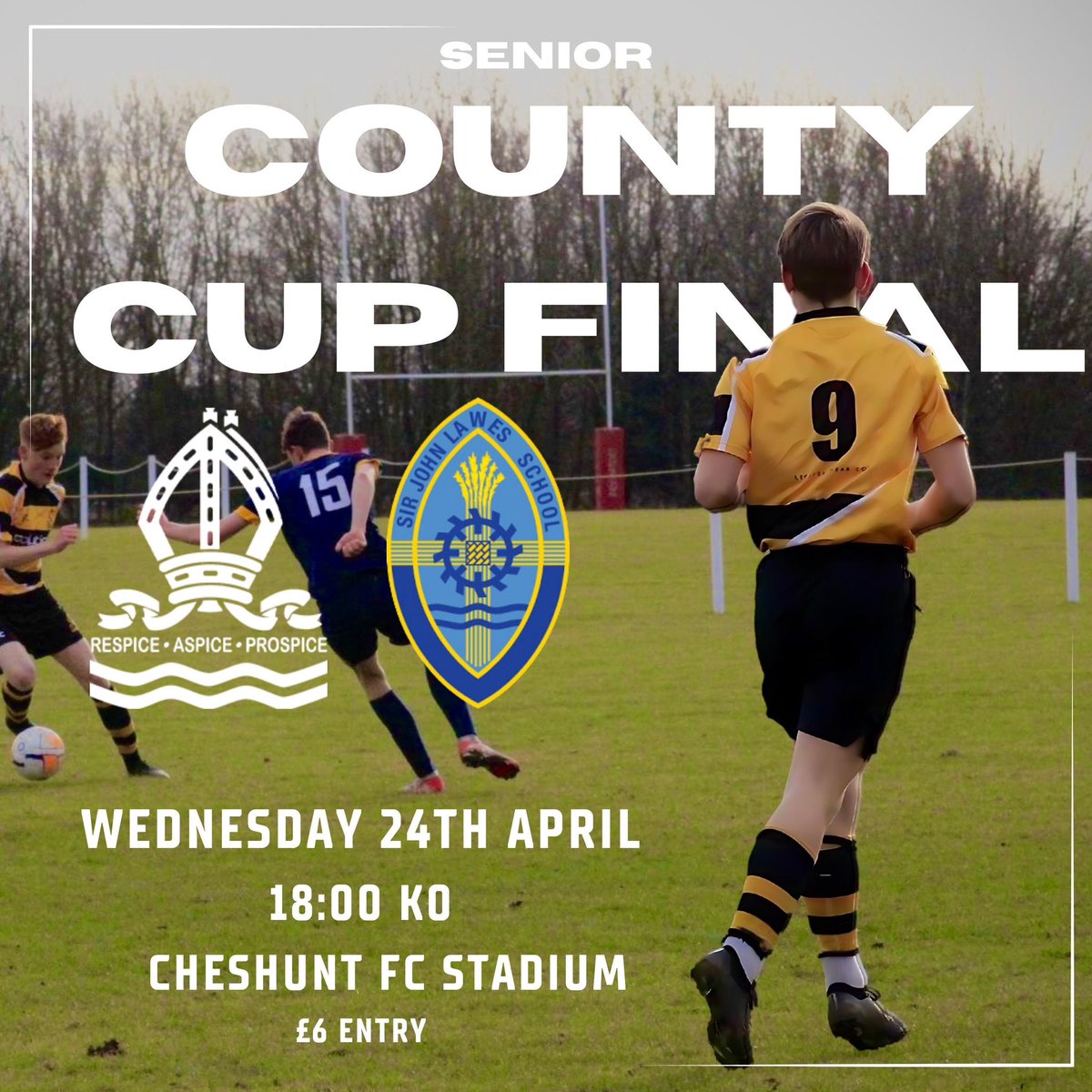 Senior footballers playing in the <a href="/HertsSchoolsFA/">Hertfordshire Schools FA</a> Cup Final tonight