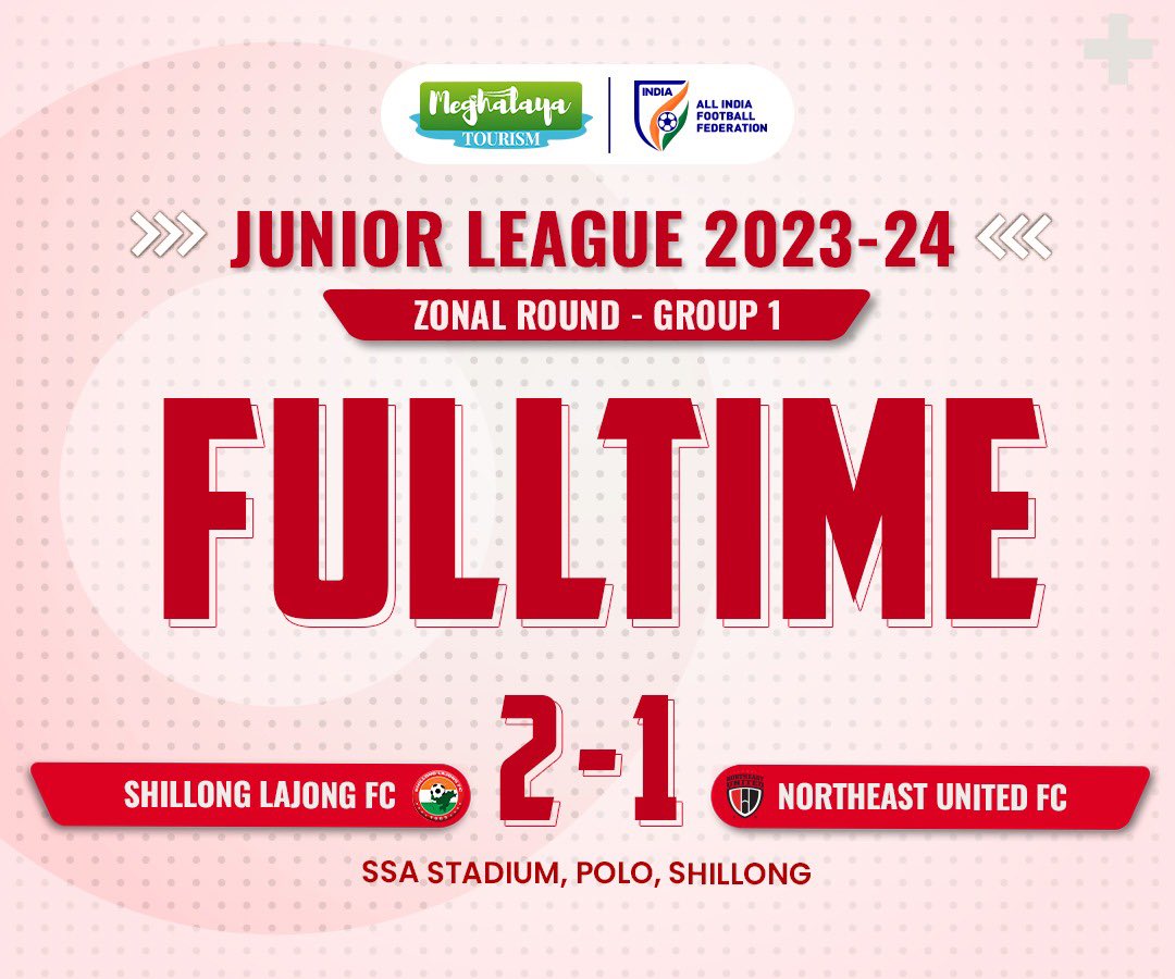 Our U15 Reds defeated North-East United FC by 2-1 in today’s match of the AIFF Junior League 2023-24. #U15ileague #shillonglajong #lajong #meghalayatourism #meghalaya #sarongiakalajong