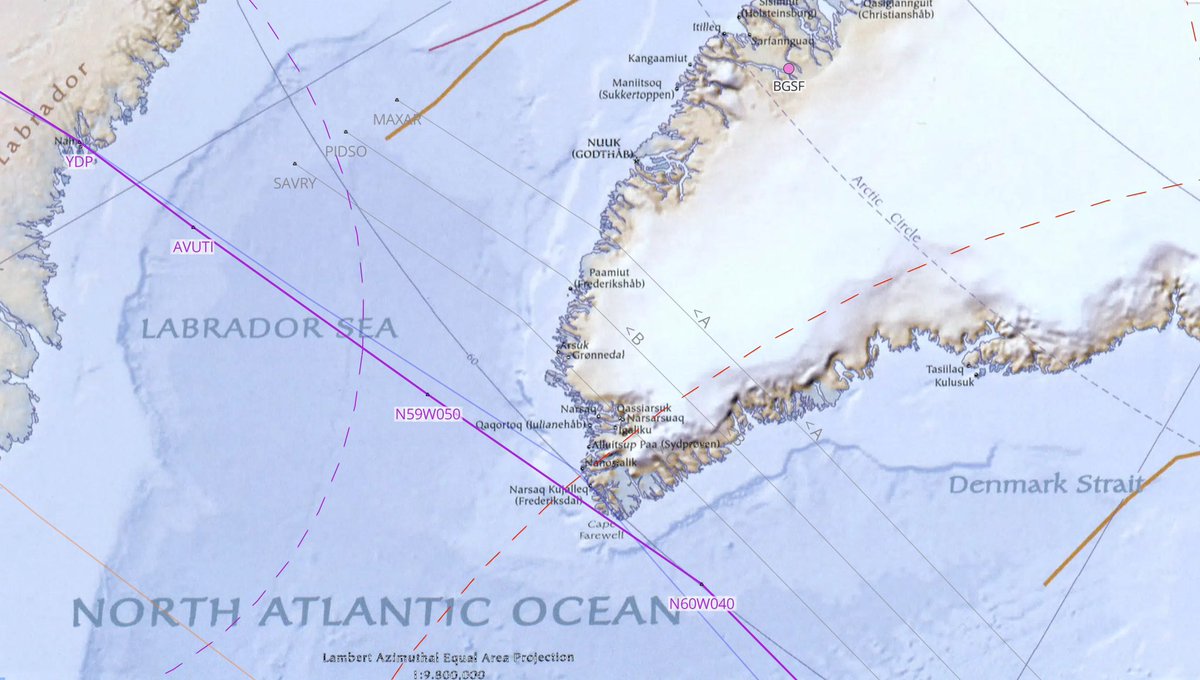 franck_marceau's tweet photo. En route pour une nouvelle traversée de l’Atlantique Nord et un passage prévu juste au-dessus du Cap Farewell, la pointe sud du Groenland #AF356 CDG YYZ https://t.co/Wcg52TN2M4
