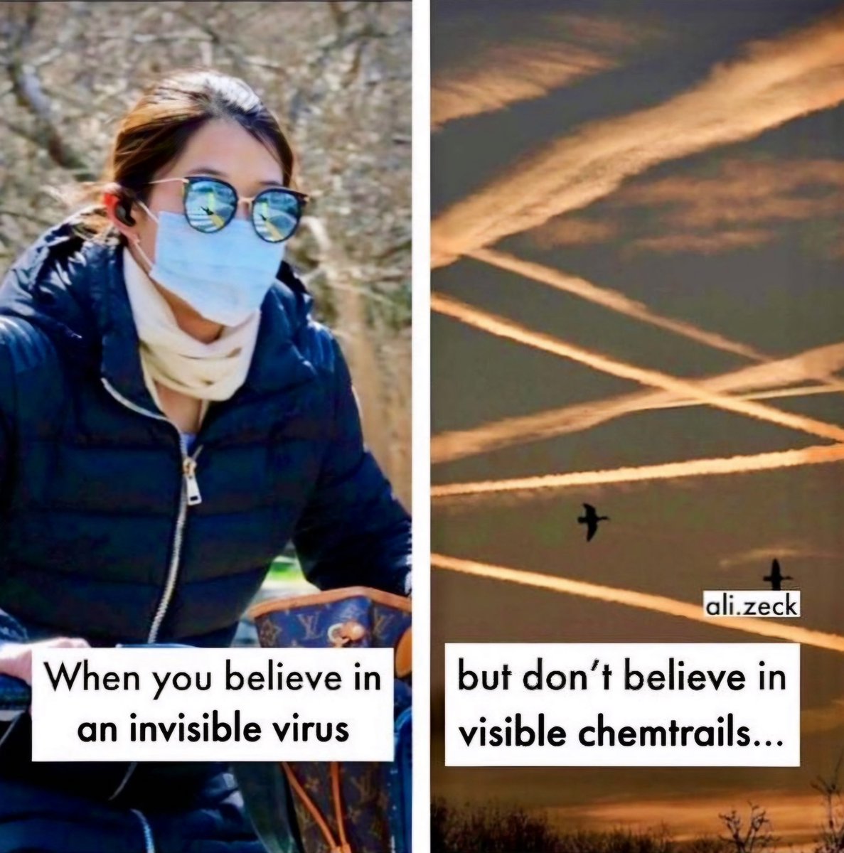 You'll lose your mind over an invisible virus, but you refuse to believe something you can actually see with your own eyes if you pay attention Notice we don't have bright blue skies anymore? We have haze, odd clouds & rain #chemtrails #DimmingTheSun #GeoEngineering