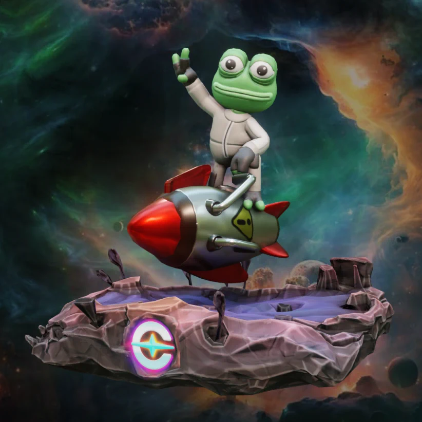 pepe ram riding a rocket