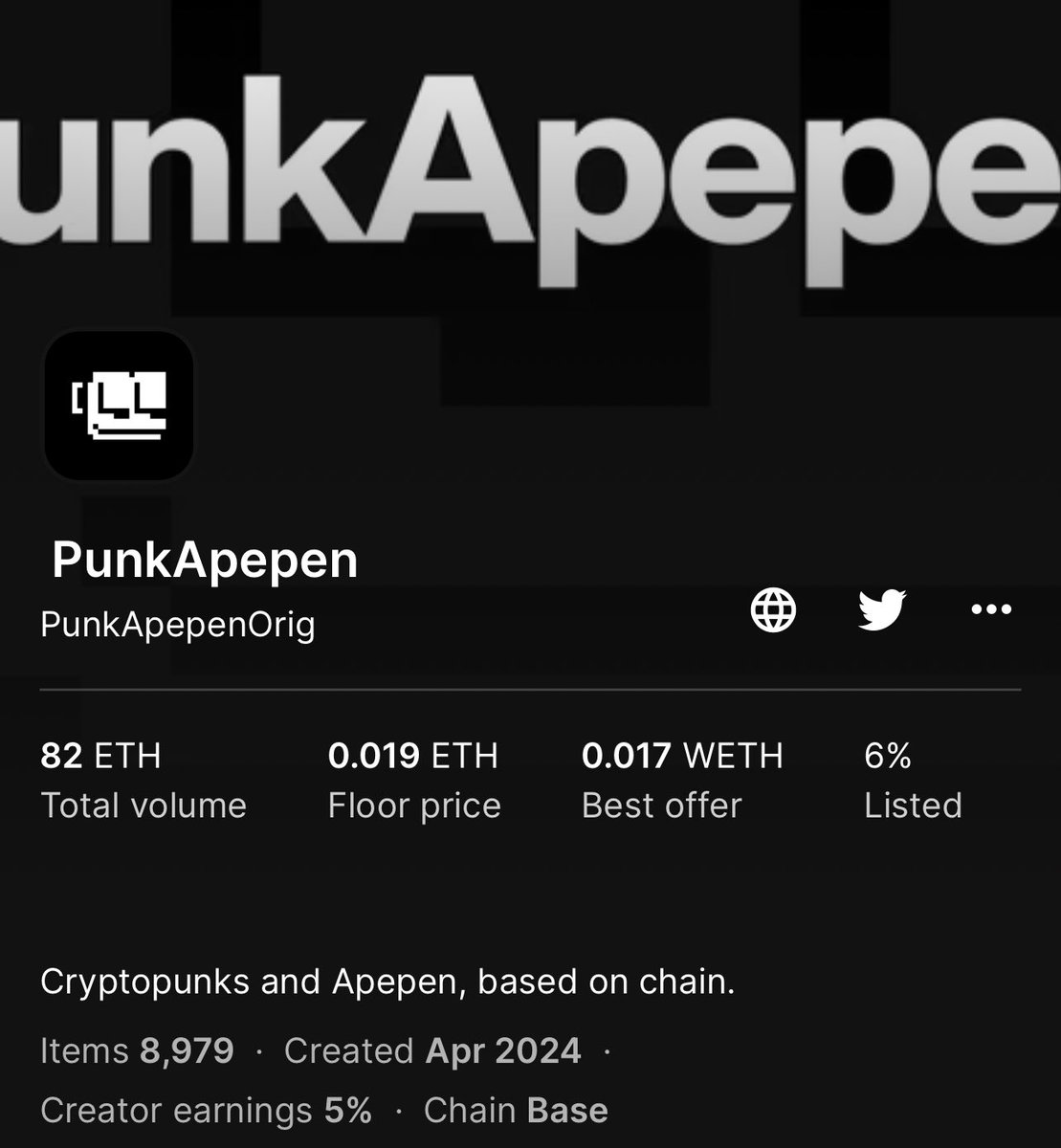 CozzzyQ's tweet image. 💡 @PunkApepen
82 ETH Volume
Almost .02 FP
About 1k Supply Left
Still Unrevealed
I think we onto something #PAPPS 🚀
#BASE 🔵🔥