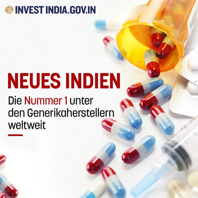 InvestIndiaCHE's tweet photo. #WusstenSie: Indien ist als die #ApothekederWelt bekannt, weil es dank seiner erschwinglichen Preise und hochwertigen Produktion über 20 % der weltweiten Nachfrage nach #Generika bedient.
Mehr erfahren: https://t.co/P1VwJTFxIe
#InvestierenInIndien #PharmaIndustrie https://t.co/WbikjWKCET