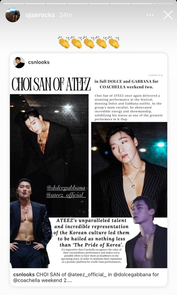 [📷] Jae O (@/ojaerocks) Instagram story update 

Jae O is in charge of Dolce & Gabbana VIP & Celebrity Korea. 

#DolceGabbana #CHOISAN #산 #최산 #DGxCHOISAN #SANxDOLCEGABBANA
