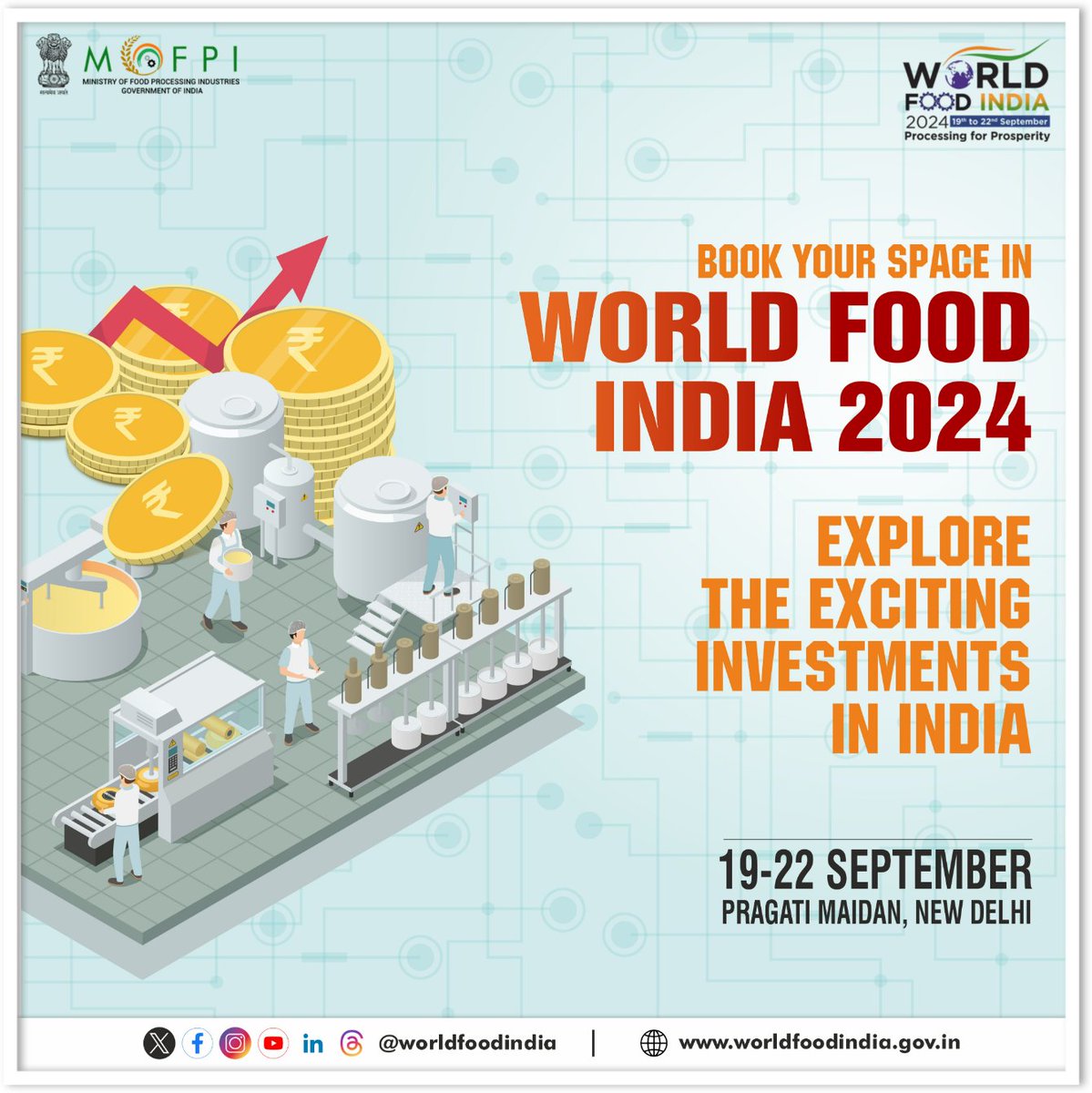 Get ready to showcase, connect, and collaborate at World Food India2024. Join us for an unparalleled opportunity to explore India's food processing prowess. Visit worldfoodindia.gov.in for more details! #WorldFoodIndia2024