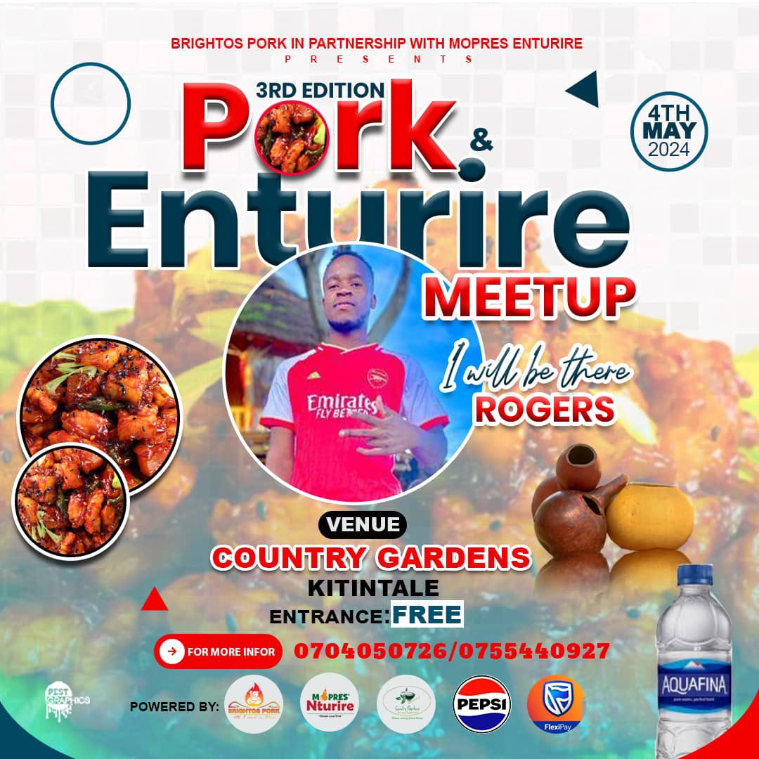 Manty flex Rolando Kasese Finest Dusa Rodgers all will be there your favorite tweeps #PorkAndEnturire3