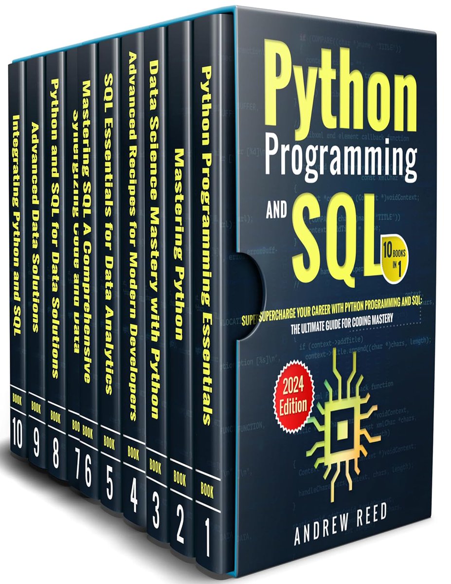 FREE Kindle Python Programming and SQL : 10 Books in 1 : Supercharge Your Career with Python Programming and SQL: The Ultimate Guide for Coding Mastery (2024 Edition) (Data Dynamics: Python & SQL Mastery) amzn.to/3WcEjAE #programming #developer #python #sql