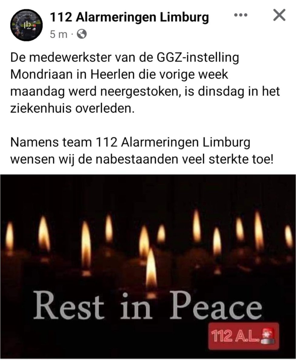 Medewerker van #GGZ instelling Mondriaan in #Heerlen die vorige week werd neergestoken, is overleden