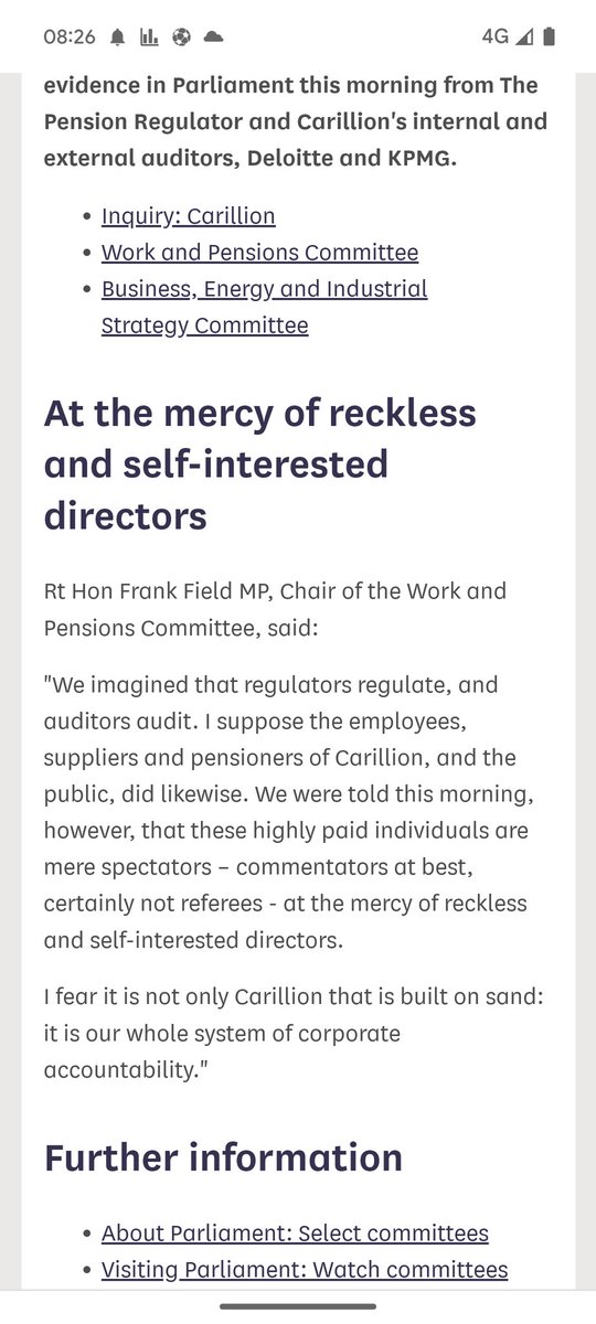 R.I.P. Frank Field, who nailed the flawed nature of the UK‘s system of corporate governance. “I fear it is not only Carillion that is built on sand: it is our whole system of corporate accountability.”

committees.parliament.uk/committee/164/…