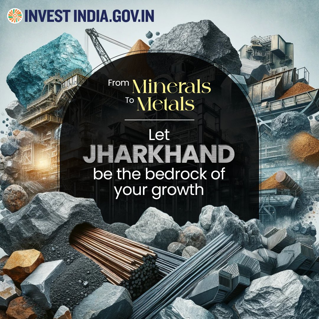 Nearly 40% of India's mineral wealth is found in #Jharkhand, making it a prime location for investors to tap into the valuable resource base for mineral-based industries. Explore the land of opportunities: bit.ly/II-Jharkhand #InvestInIndia #MetalsAndMining #InvestIndia