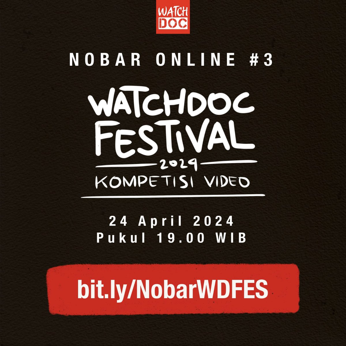 Lanjut hari ke-3 nobar video-video kompetisi #WatchdocFestival yang masuk tahap kurasi. Host nya masih sama, linknya juga masih sama di:

bit.ly/NobarWDFES 

#pemilu2024
#filmfestival
#documentary